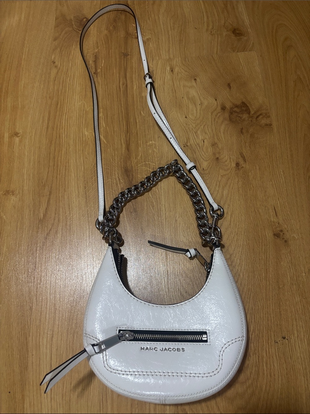 Marc Jacobs White Patent Crescent Mini Crossbody